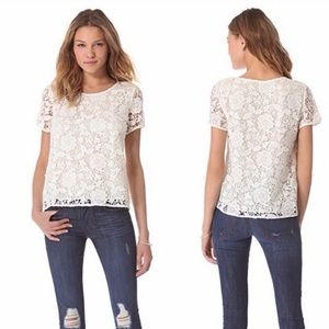 Madewell Lace Refined Cream Short Sleeve Top